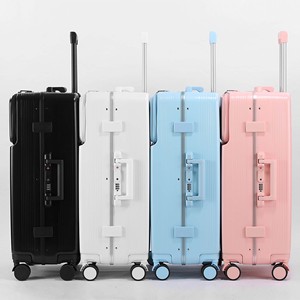 RTS Durable ABS Bulk Fashionable <b>Suitcases</b> Luggage 4-Wheel Spinner PC Front/Side Open Pockets Phone Holder USB Charging Port - Product Image 2