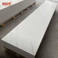 Surface solide en acrylique pur KKR Glacier White, 3,5 mm, 12 mm, 25 mm, couleur unie, feuille entière, résine, imitation marbre, personnalisable