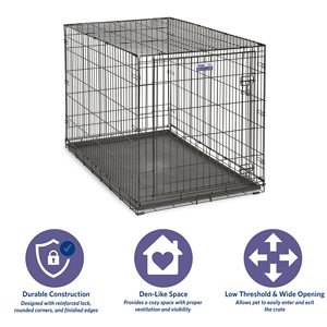 Wholesale Solid Pattern Collapsible Metal Dog Crate with Snap Button Closure Black Two-Door Outdoor <strong>Big</strong> Pet Crate - Product Image 3
