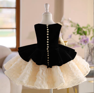 3 साल की लड़की ठोस जन्मदिन पार्टी के लिए लाल पुफी औपचारिक डिनर पार्टी की पोशाक राजकुमारी पियानो प्रदर्शन - Product Image 5