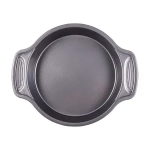 XINZE Easy To Clean Premium Non-Stick Carbon Steel Baking Round Cake Pan With Wide Handle