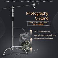 Support d'éclairage en acier inoxydable pour photographie avec bras et tête de maintien