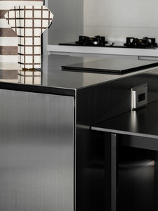 Luxus Schwarz Offene Küchen schränke Custom Island Möbel Set Moderne Designs MDF Küchen schrank Set