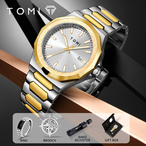 Reloj de Pulsera Tomi T301 para Hombre, Estilo Ejecutivo, Resistente al Agua, Minimalista, de Acero Inoxidable, Reloj de Cuarzo, Deportivo, para Uso Diario - Product Image 1