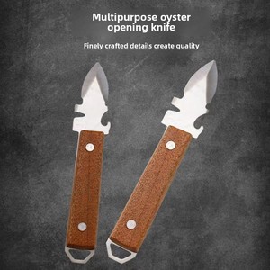Cuchillo de ostra multifuncional de acero inoxidable al por mayor con mango de madera para barbacoa al aire libre herramienta de cocina - Product Image 5