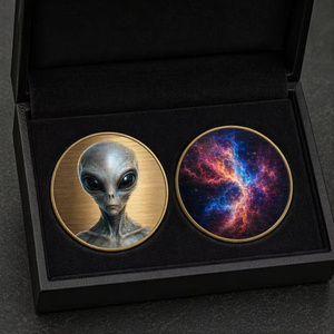 Ensemble <span class=keywords><strong>de</strong></span> pièces <span class=keywords><strong>de</strong></span> monnaie rondes en métal doré, thème science-fiction, extraterrestre, Ovni, espace, <span class=keywords><strong>nébuleuse</strong></span>, commémoratif, artistique, souvenir, cadeau - Product Image 4