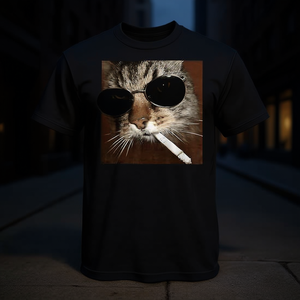 Cat Meme Wearing Sunglasses And Smoking <b>Cigarette</b> Gangster Cat T-Shirt - Product Image 3