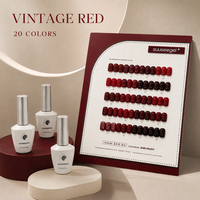 Suuseegel – Kit de vernis gel UV vintage de luxe longue durée, non toxique, couleur unie, 20 couleurs, 15 ml, Rouge Français Icône