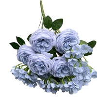 Fleurs artificielles en soie, grandes, légères, faites à la main, modernes, ultra-réalistes, 11 branches, roses et hortensias, vente en gros