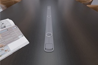 Bureau de direction en placage de chêne blanc avec poste de travail, prise électrique, verrouillage par empreinte digitale et armoire latérale