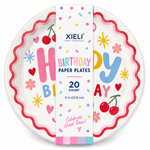 Assiette en papier jetable XIELI, fabriquée en Indonésie, pour <span class=keywords><strong>anniversaire</strong></span>, qualité alimentaire, 9 pouces, extra épaisse, solide, fiable, sans BPA - Product Image 1