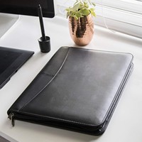 Porte-documents JMZ en cuir PU avec anneaux, classeur de haute qualité, agenda personnel, dossier de conférence, format A4, calculatrice intégrée