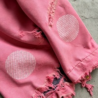 Fournisseur OEM, fabricant, veste en denim twill de coton à fermeture éclair, déchirée, rose, personnalisée, pour hommes