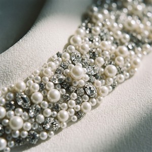 Ensemble tailleur blanc élégant avec blazer orné de perles lourdes, ensemble deux pièces pour <span class=keywords><strong>femme</strong></span>, épaules structurées, idéal pour affaires et soirées, personnalisable OEM/ODM - Product Image 2