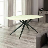 Usine chinoise vend personnalisé moderne lumière luxe pieds métalliques en céramique table verre trempé meubles de salle à manger 4 places pour