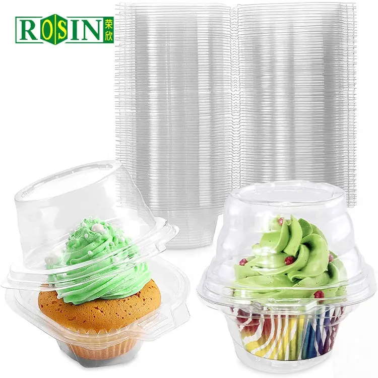 プラスチック製のムースケーキ包装箱透明なダブル個別カップケーキ容器クリアシングルカップケーキボックス