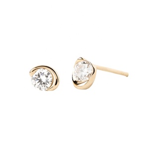 Orecchini a lobo da donna in argento sterling 925, raffinati e semplici, con zircone a mezza incastonatura a castone - Product Image 6