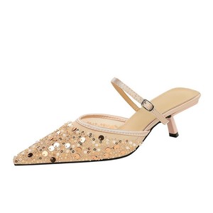 Tacchi per banchetti in rete Glitter moda nuova punta a punta <span class=keywords><strong>tacco</strong></span> basso 5CM maglia scava <span class=keywords><strong>scarpe</strong></span> da donna - Product Image 5