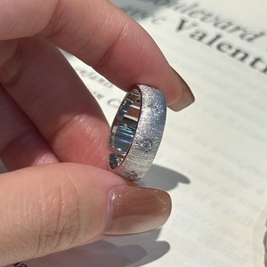 S925 Pure <b>Silver</b> Brushed Star <b>Ring</b> Vintage Niche Design Simple Elegant Temperament <b>Adjustable</b> Hexagonal Star Finger <b>Ring</b> - Product Image 1