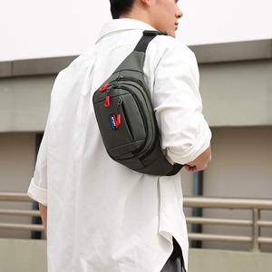 Nuckey Bolso de pecho para hombre, tela Oxford, gran capacidad, impermeable, para viajes al aire libre, bolso de hombro, gris, verde, azul, negro - Product Image 1