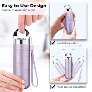 Organisateur de pilules 7 jours en aluminium anodisé, boîte à médicaments rotative portable de luxe avec service de personnalisation OEM/ODM - Product Image 4