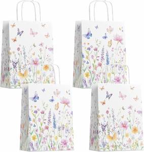 Bolsas de Regalo con Asas para Fiestas de Jardín con Diseño de Flores Silvestres y Mariposas, Decoraciones para Invitados en Fiestas de Primavera - Product Image 1