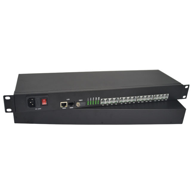 Yunvo 16CH FXS/FXO Telephone Multiplexer Fiber Phone Voice Extender 2port Ethernet 10/100/1000M Data Rate 0~80km Distance