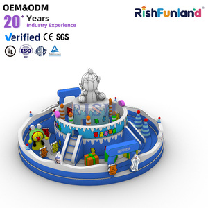 Château gonflable commercial à thème gâteau d'<span class=keywords><strong>anniversaire</strong></span>, décor de dessin animé, équipement de divertissement extérieur pour enfants, parc gonflable - Product Image 1
