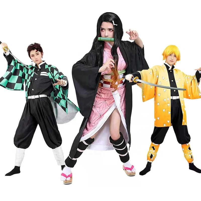 Fantasia de cosplay de demon slayer, roupas adultos de anime kimetsu para crianças, halloween, venda imperdível