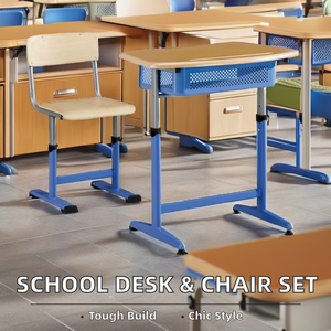 SONGYE Modern Adjustable Height Steel Plywood School Desk <b>Chair</b> Set 1 Year Warranty Students Classroom Commercial Use Model ST-0 - Product Image 3