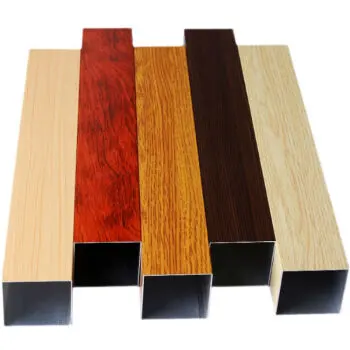 Wood Grain Aluminum Square Tube Hollow Tube Aluminum Wood Finish Profile For Outdoor Pergola