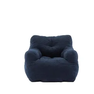 Blue Fluffy Lazy Sofa: Luxuriöser Sitzsack aus getuftetem Stoff, entworfen für Einzels itze im Schlafzimmer oder Wohnzimmer