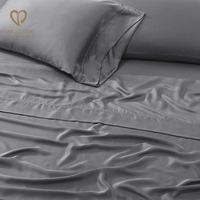 Parure de lit King Size en gros, couleur unie, soyeuse et douce, housse de couette respirante, draps de lit soyeux et lisses