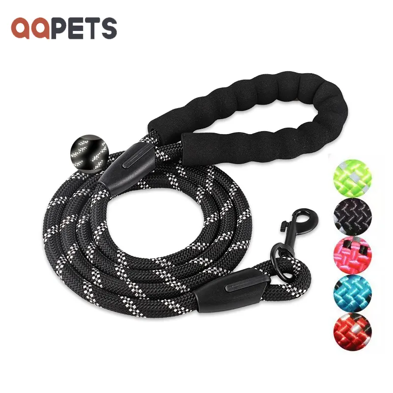 5ft strong braided rope dog leash with comfortable padded handle Pet Reflective Training Tracking Nylon Climb Rope Dog Leash
