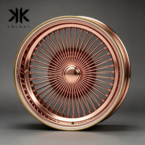 Cerchi a Raggi Profondi 100 Raggi Oro Rosa Cromato Knock-Off 13 <span class=keywords><strong>14</strong></span> 15 17 18 20 Pollici Nuovi ET 25mm Lowrider Classici - Product Image 2