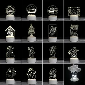 Hot 3D Stereo Custom Illusion Kreative Cartoon Mini Warm Acryl Led Tisch Schreibtisch Lampe führte Weihnachts beleuchtung in China für den Außenbereich