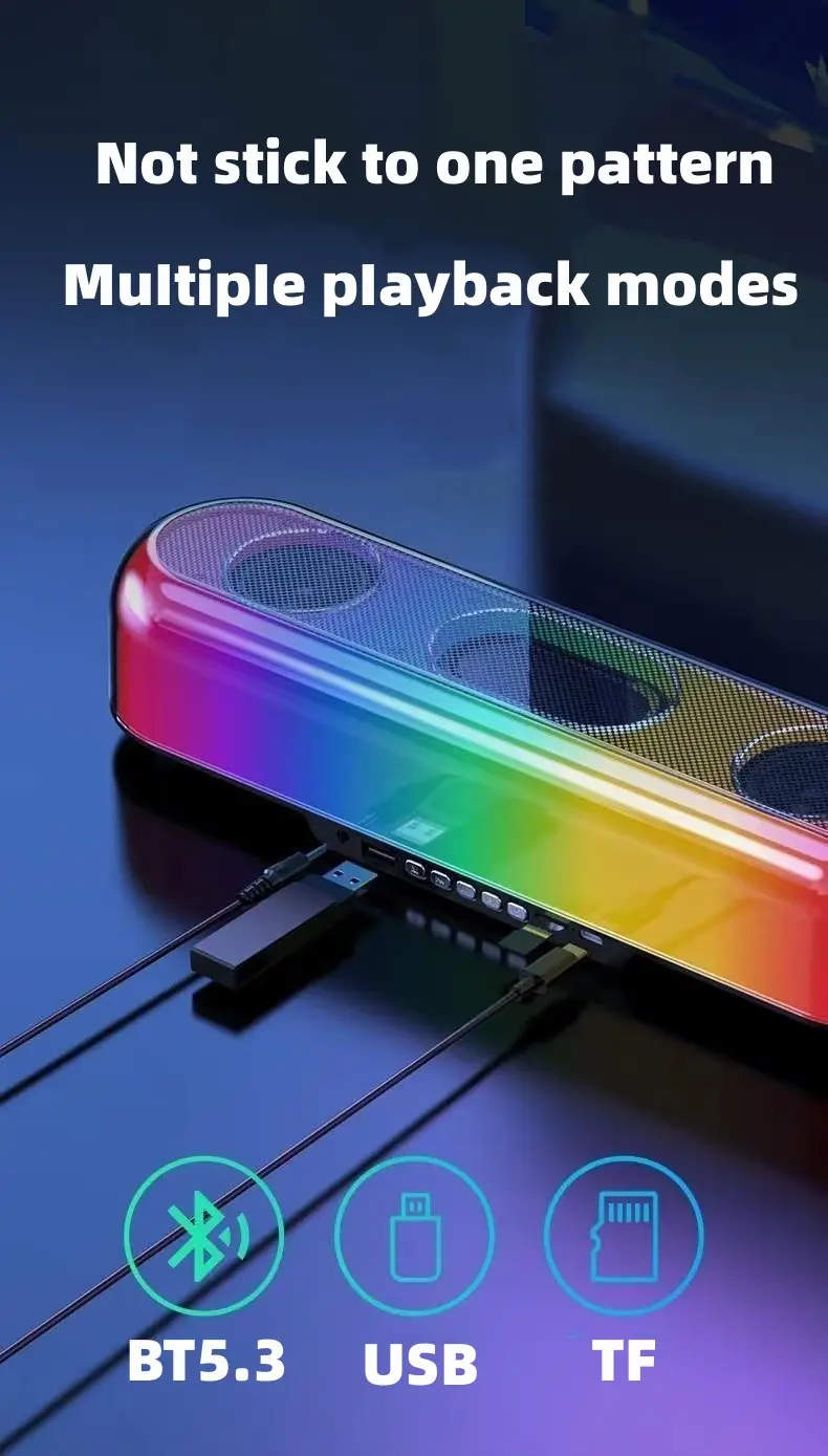 Amazon Popular modelo privado V10 al aire libre portátil Subwoofer de gran volumen altavoz doméstico interfaz USB RGB colorido Escritorio