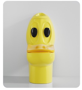 تصميم حديث جديد بطة قطعة واحدة حوض غسيل سيراميك للحمام روضة الأطفال مقعد مرحاض للأطفال مصيدة بطة جديدة كرتونية ملونة - Product Image 3