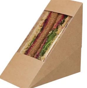 窓クラフト紙サンドイッチボックス付きカスタムデザイン紙サンドイッチボックス