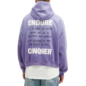 Felpa con cappuccio oversize da uomo in cotone French Terry 450 gsm, stampa personalizzata <span class=keywords><strong>a</strong></span> rilievo, serigrafia, stampa DTG, effetto distressed, modello cropped. - Product Image 2