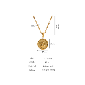 JINYOU-<span class=keywords><strong>Collar</strong></span> con colgante de Ángel de acero inoxidable, <span class=keywords><strong>Collar</strong></span> redondo de 18K de Color dorado de alta calidad, 2029 - Product Image 6