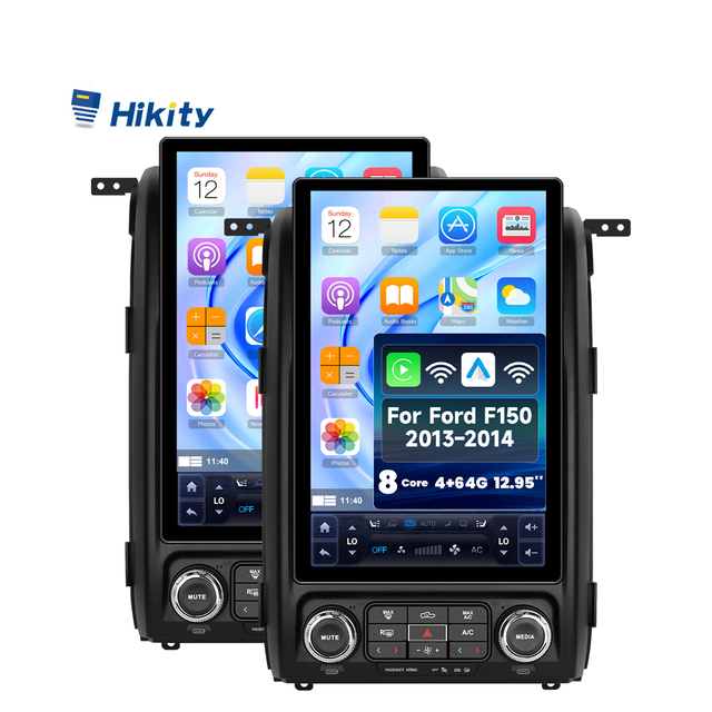 Hikity 12.95'' 2K Incell Touch Screen for Ford F150 2013-2014 Car Stereo Wireless CarPlay/Android Auto 4+64G 8-Core DSP 4G LTE