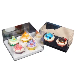 Cupcake Hộp bao bì chất lượng cao bán sỉ nhà sản xuất của sinh thái thân thiện với vật nuôi rõ ràng nhựa thực phẩm cứng nhắc hộp vuông chấp nhận