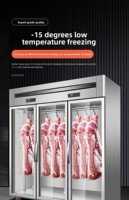Vitrine réfrigérée pour viande en acier inoxydable, avec façade ouverte en verre courbé, pour boucherie et supermarché