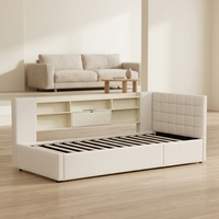 Canapé-lit d'angle moderne Willsoon de style européen, rembourré, avec éclairage LED et rangement, lit de jour écologique pour chambre à coucher