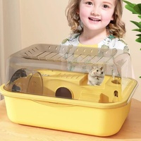 Cage à hamster pliable en acrylique blanc avec grand espace, roulettes, nettoyage facile - Motif solide pour petits animaux