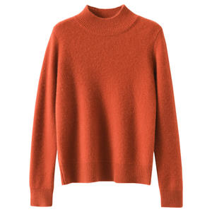 Suéter de punto de <span class=keywords><strong>cuello</strong></span> <span class=keywords><strong>alto</strong></span> de Color sólido para <span class=keywords><strong>mujer</strong></span> caliente de otoño e invierno suéter Delgado cálido - Product Image 6