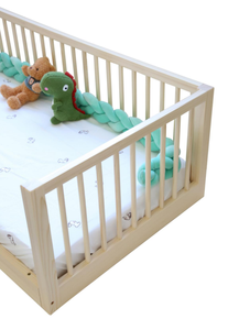 <span class=keywords><strong>Cama</strong></span> <span class=keywords><strong>Montessori</strong></span> de madera natural para niña, <span class=keywords><strong>cama</strong></span> <span class=keywords><strong>doble</strong></span> con barandilla de dosel para niños pequeños, <span class=keywords><strong>cama</strong></span> de suelo tamaño king con tobogán con rieles - Product Image 5