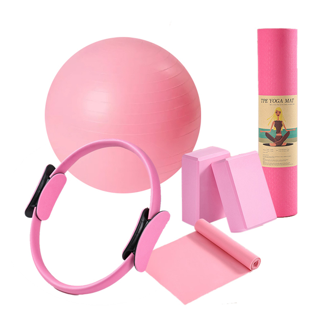 Pilates Kit Yoga Mat Ball Block Accessories Resistance Band Magic Circle Ring Workout Kit Women Pilates Set Fitness Accessories