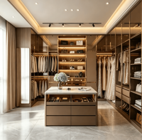 Système de rangement pour dressing moderne haut de gamme laqué avec évier et crédence, dressing en bois sur mesure